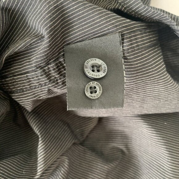 Absolut Vodka Button Up Black Pinstripe Black Shirt Sweden Men’s Medium - Picture 8 of 9